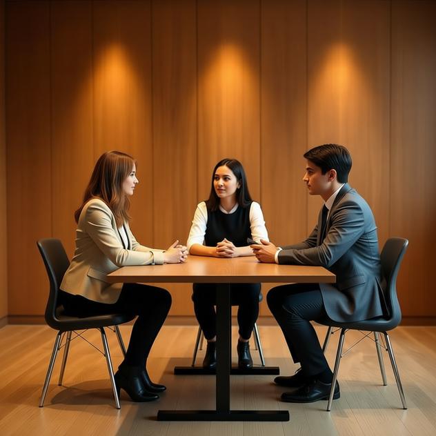 Interview preparation meeting around a table